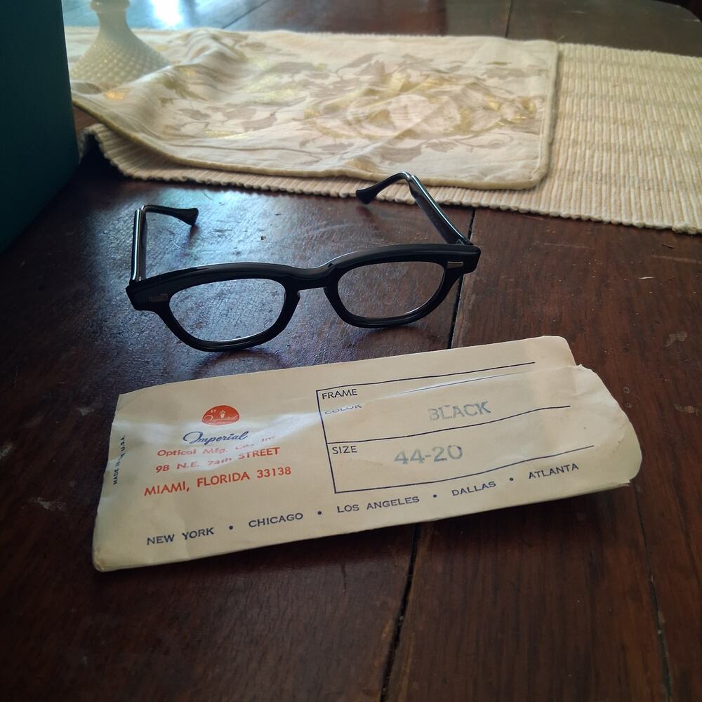 Imperial New old stock eye glasses Buster Black 44-20 USA vintage